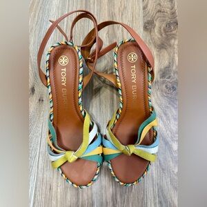 Tory Burch multicolor woven wedge sandals size 9